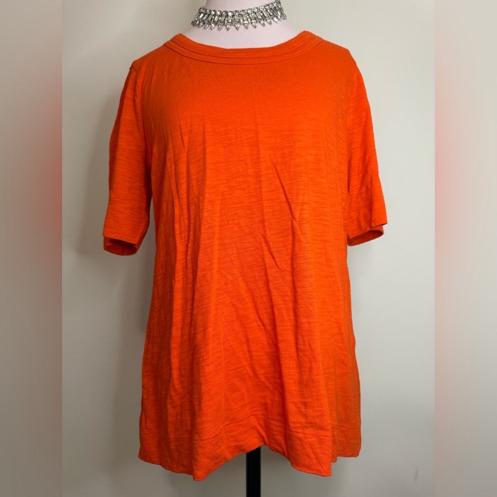 Chicos NWT cotton slub scoop neck tee blood Orange Short Sleeve size large (2)
